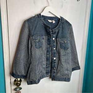 Chico's Blue Chambray & Heathered Denim Jacket